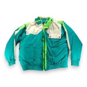Vintage Steep Slopes Jacket Adult Extra Large Green Teal Colorblock Puffer 90s